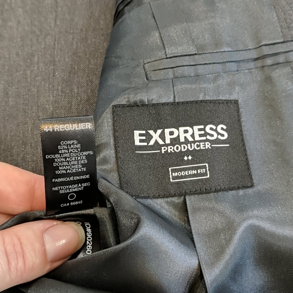 Express Gray Wool Blend Suit Jacket Sz 44R - Picture 3 of 4
